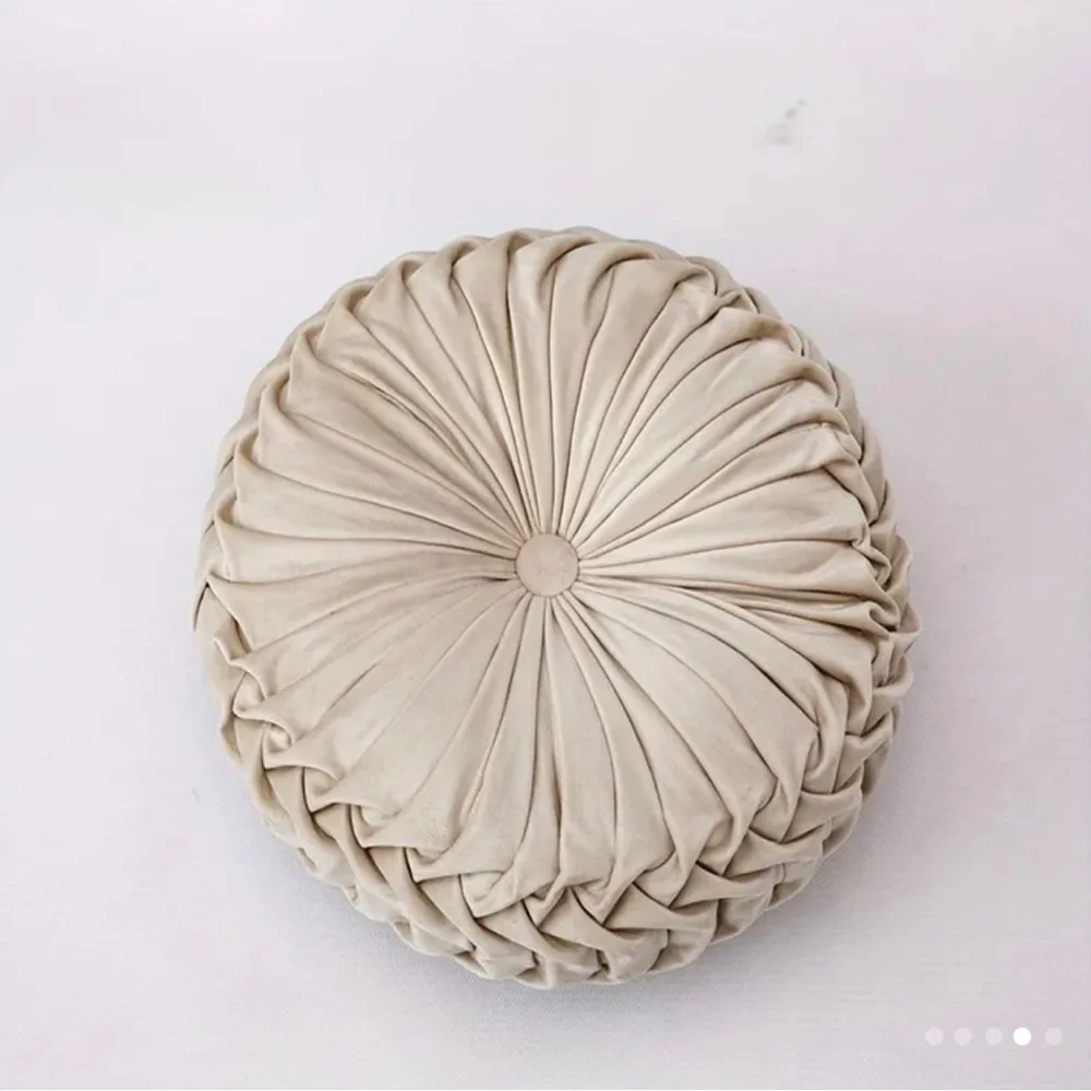 Nib 2pc Solid Color Throw Pillow, 3D Pumpkin Round Velvet Cushion